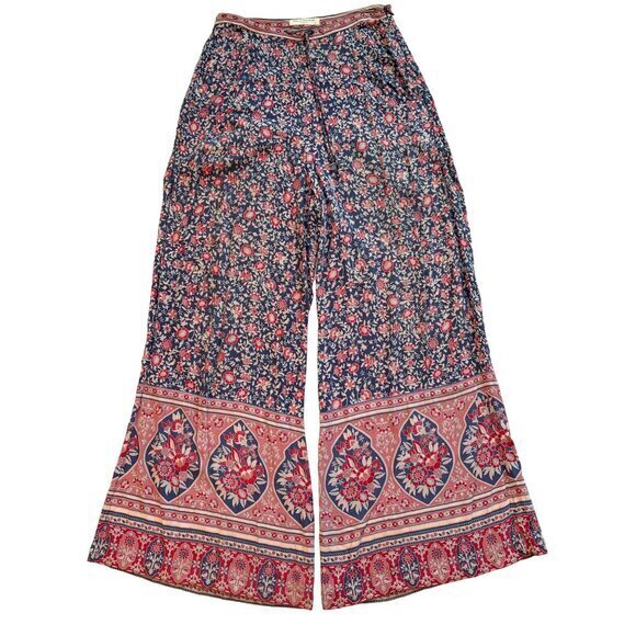 Spell and the Gypsy Pants Size Small Boho Wide Leg‎ Rayon Blue Red Pink - Picture 1 of 8